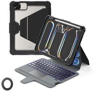 iPad Pro 11 iPad Air 5 4 Case with Keyboard Trackpad Backlit Nillkin Black